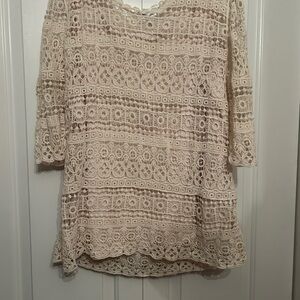 Christopher & Banks Cream Lace Blouse